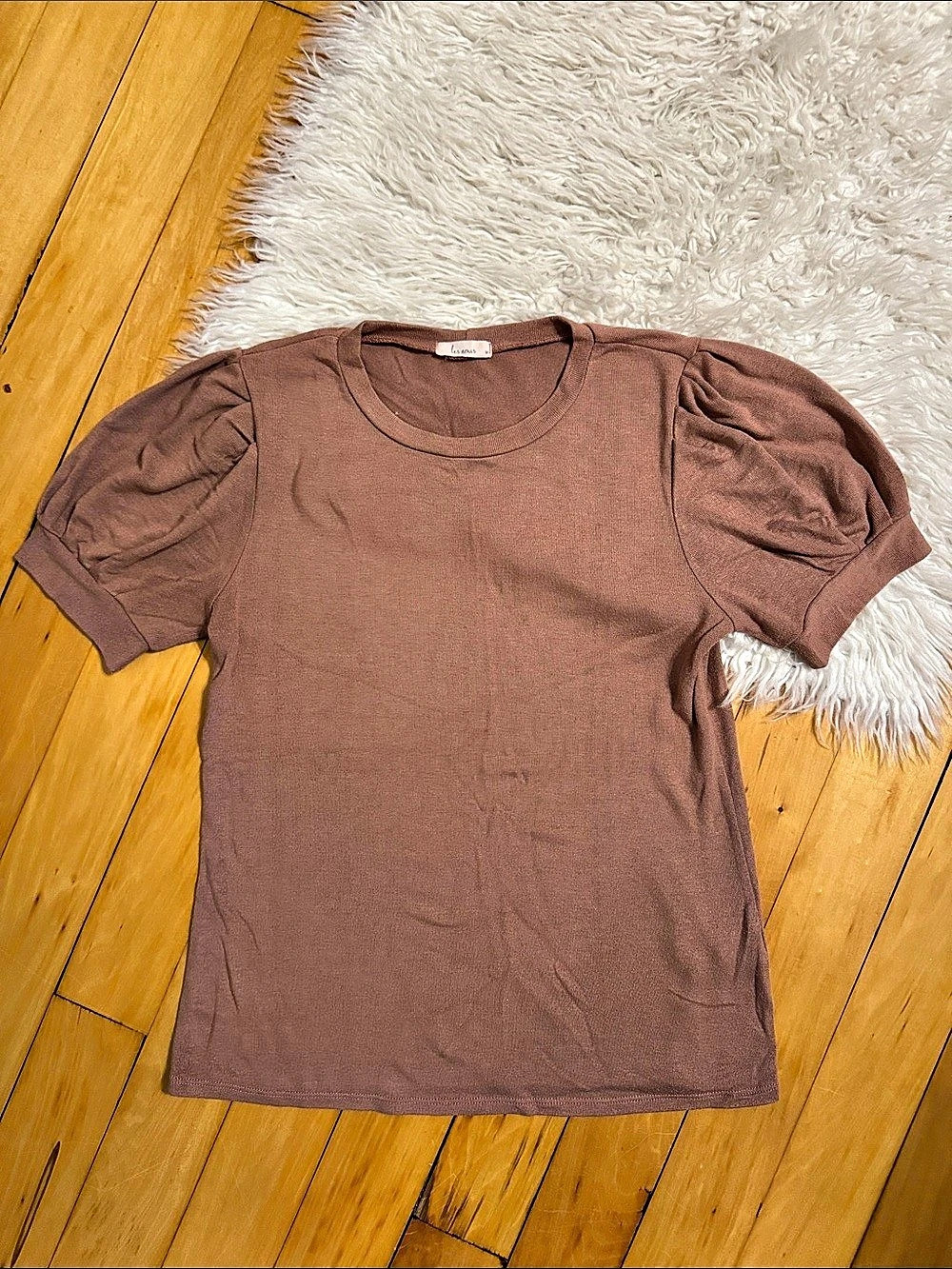 Les Amis Puff Sleeve Tee in mauve Like New